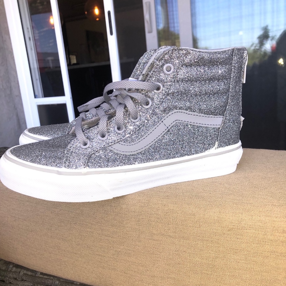 New silver glitter vans